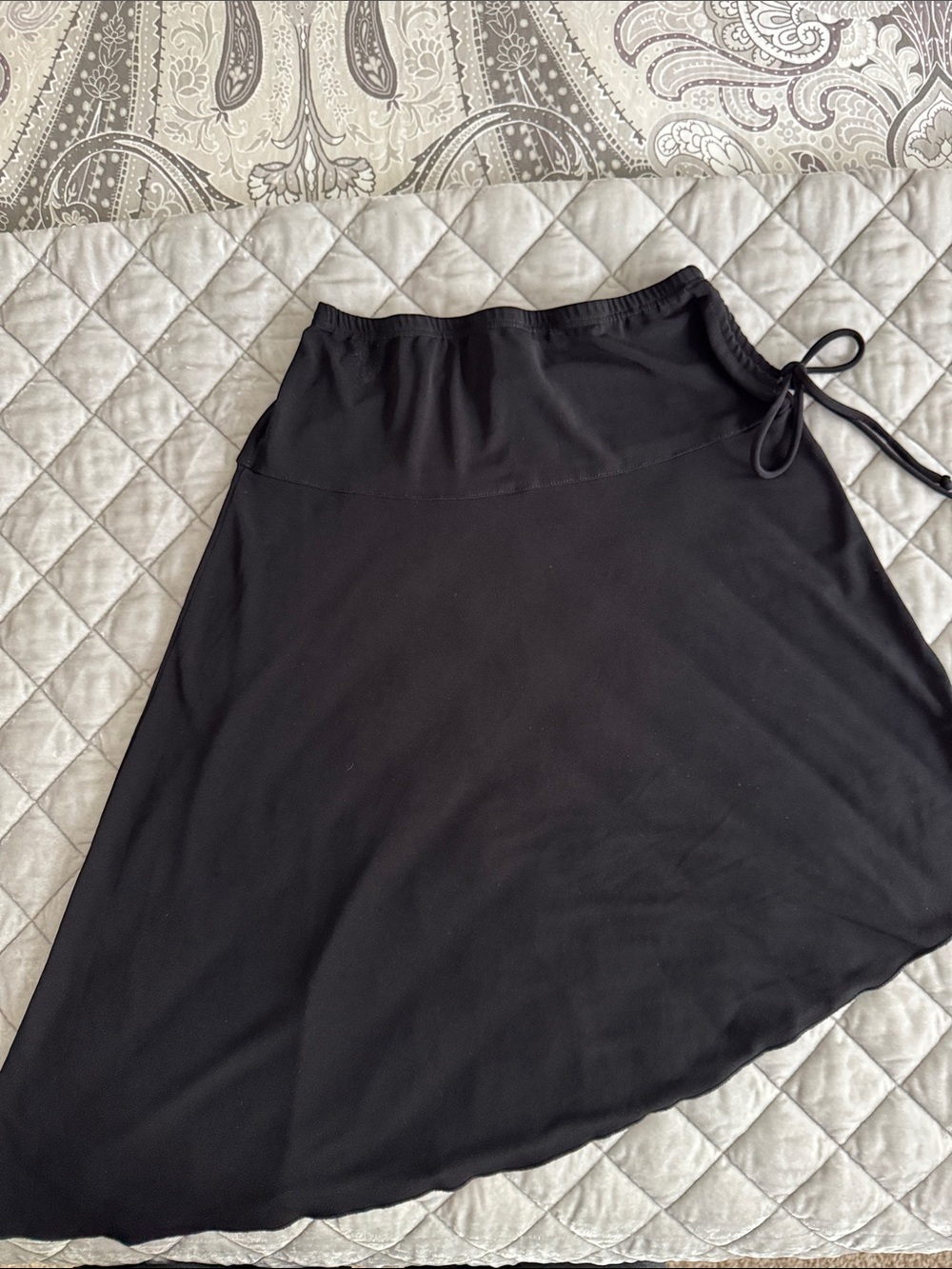 Black Pull-On A-Line Skirt with Side Tie